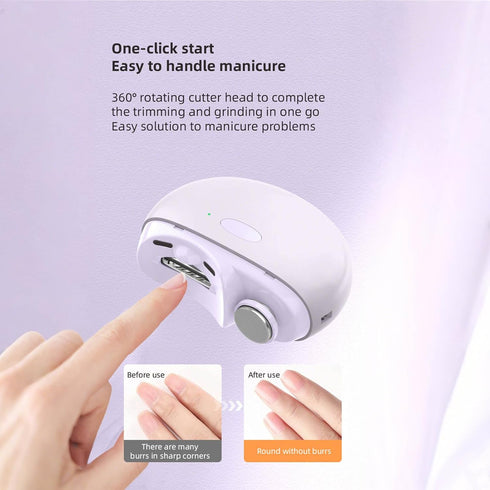 MHADBKH 2-Speed Trimmer Rechargeable Electric Nail Clipper with Light, Nail & Polisher, Low Noise Baby Nail Cutter