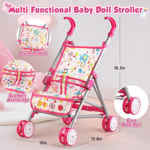 Set 12.5" 2 Sets 16 3-5 4-6 YIYBM Baby Doll with Stroller with Baby Dolls, Handbag, Doll Clothes and PCS Doll