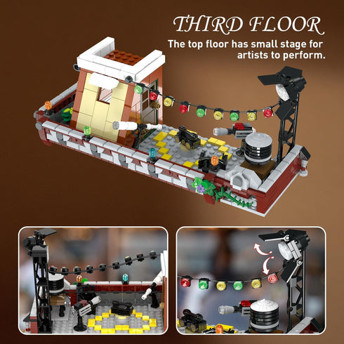 Coffee House Building Set with LED Light, 1589 PCS City Cafe Shop Block Toy for Ages 10 and Up