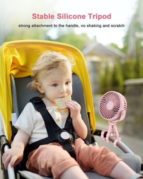 4000mAh 3 360 Coohea Stroller Fan Clip on for Baby, Rechargeable Battery Operated, Flexible Tripod, Wind Speed