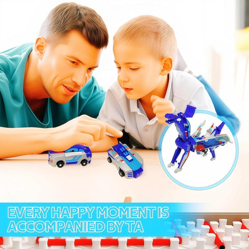 WIESSOC Toy,2 Collision Transforming Dinosaur Car Magnetic Cars Transform Into Dinosaur Toys,Transformation Car Toys