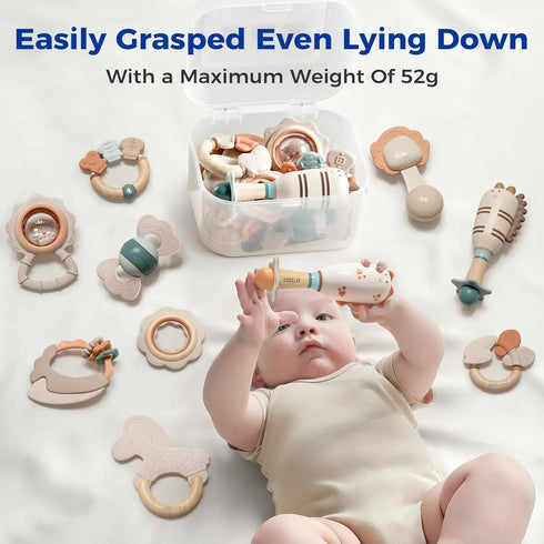 evoceler 0-6 (30 50 70 -10 0-18+ Softness Staged Baby Teething Toys with Rattles for Months Super Soft, Soft, Regular)