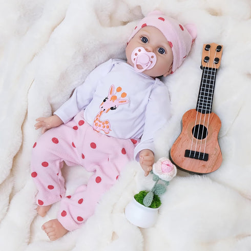 Lifelike Reborn Baby Dolls, 22 Inch Realistic Silicone Doll with Feeding Kit Toys for Toddlers 1-3
