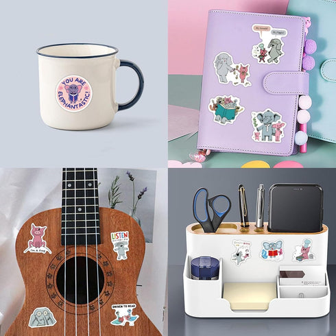 120pcs Elephant and Piggie Stickers for Kids, Cute Kawaii Waterproof Vinyl Decals for Water Bottles and Journals