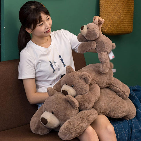 ronivia 19.7" 3.3lbs Weighted Stuffed Animals, Weighted Bear Stuffed Animal Toy Cute Brown Bear Plush Pillow Weighted