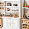 Minamzee 1/12 Dollhouse Cabinet Set, 11Pcs Dollhouse Miniature Wooden Bookshelf with Accessories (Alarm