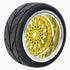 4PCS/Set 64mm Rubber Tires & Plating Plastic Wheels Rims for 1/10 RC On-Road Touring Car Racing (Gold, Offset 9mm)