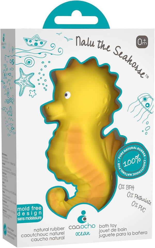 CaaOcho Pure Natural Rubber Bath Toy - Nalu The Seahorse, BPA Free, Hole Free Baby Toy