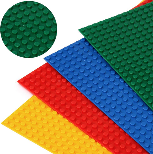 ZENFUN 4 Pack Baseplates Building Plates, 10'' x 15'' Classic Compatible with Major Brick Brands in Green Blue