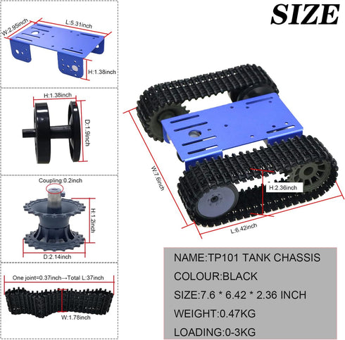 Premium Intelligent 2WD Tank Robot Chassis Platform with 2PCS DC Motors & Plastic Track, RC STEAM Science Kit Compatible with PS2, WIFI, Bluetooth for School Scientific Education, Robotic Competition