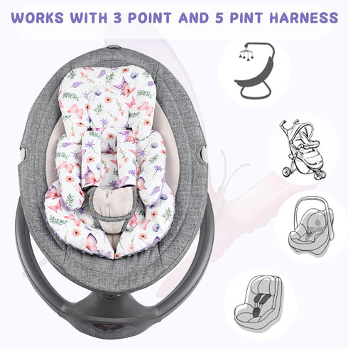 Pack Set Pea Pod of Baby Car Seat Head Support and Nursing Pillow Cover with Beautiful Buitterfly Patterns