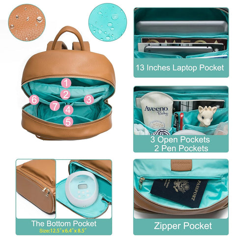 Backpack, 13 Backpack, 2 Backpack MOMINSIDE Diaper Bag Diaper Bags Baby Diaper Bag Pockets Leather Mini Baby Bag Breast