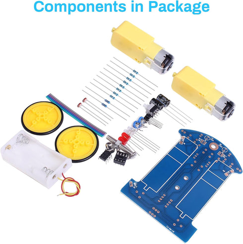 MiOYOOW TT Motor Line Following Robot Car Kit, Soldering Practice Kit for Beginners DIY Smart Car STEM Education