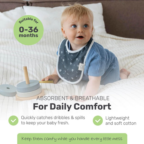 Snug Premium Cotton Baby Bibs for Teething and Drooling