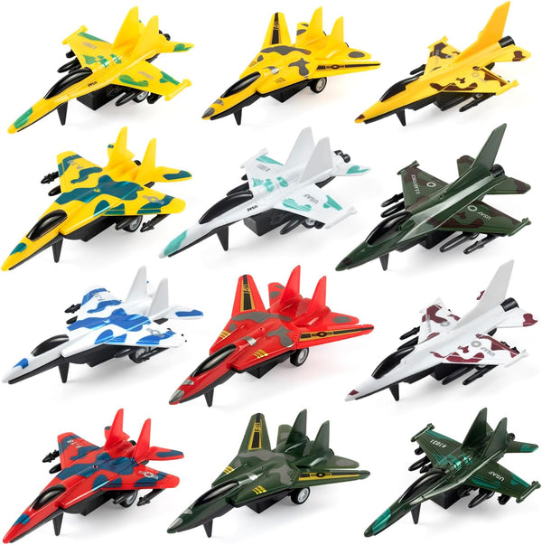 12 Pack Pull Back Airplane Toy for 3 Year Old Boy - Airplane Kids Party Favors and Die Cast Airplanes