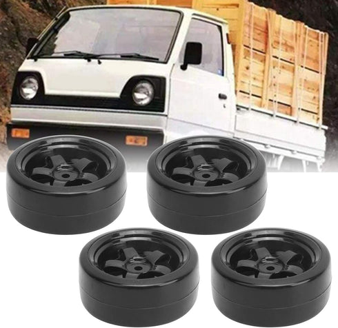 VBESTLIFE 4Pcs RC Rubber Tires, 63mm Antiskid Drift Tyres Wheel Rims for D12 1/10 RC Car Accessories