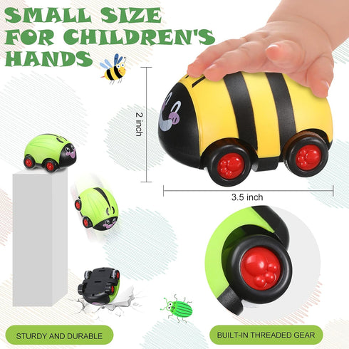 6 Pieces Animals Pull Back Cars - Friction Powered Vehicle Playset Toys for Kids (Vivid Style)