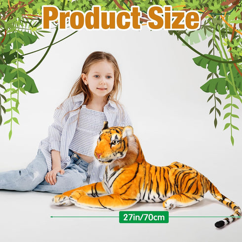 27 Inch Syhood Large Tiger Stuffed Animal Plush Giant Tiger Toy, Suitable for Birthday Gifts