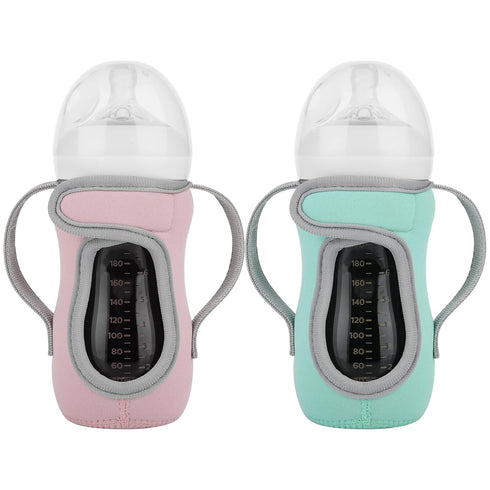 Beautyflier Set of 2 Reusable Glass Baby Bottle Insulator Adjustable Sleeves with Double