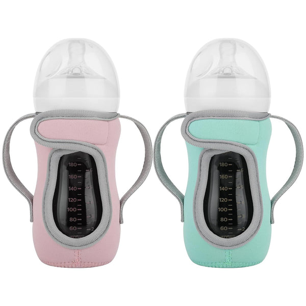 Beautyflier Set of 2 Reusable Glass Baby Bottle Insulator Adjustable Sleeves with Double