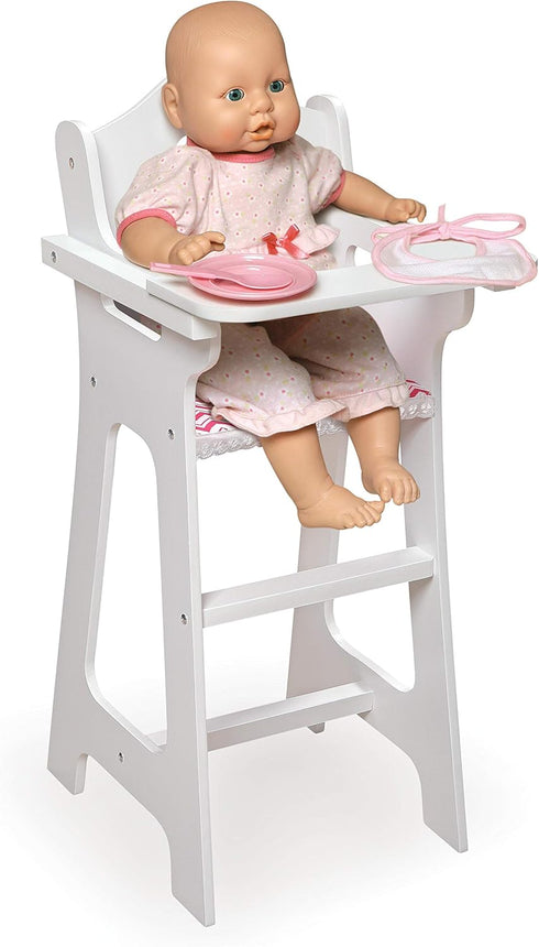 Toy Doll High Chair with Accessories by Badger Basket for 18 inch Dolls