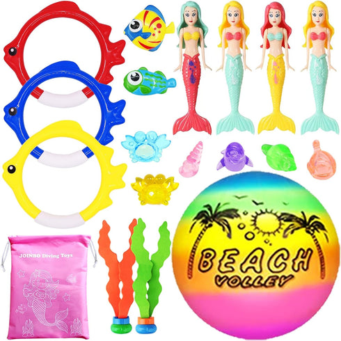 18 Pcs Diving Pool Toys for Kids Ages 3-12 Set with Storage