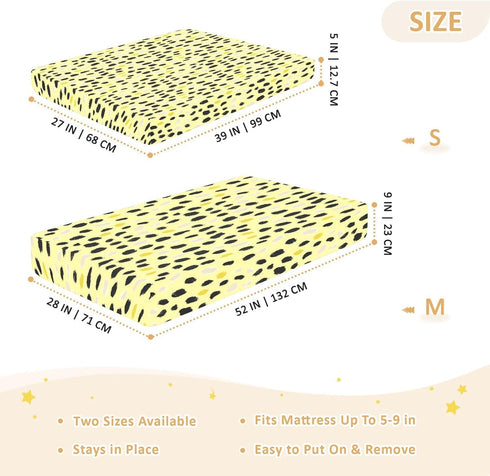 miaozhen 1 Pack 52x28 Cotton Baby Crib Sheets Soft Stretchy Ghothic Leopard Pastel Yellow Crib Mattress Sheet
