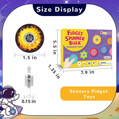 52Pcs 3-5 5-7, Solar System Fidget Spinners for Kids, Outer Space Party Favors, Planet Toys for Kids Bulk Space Theme