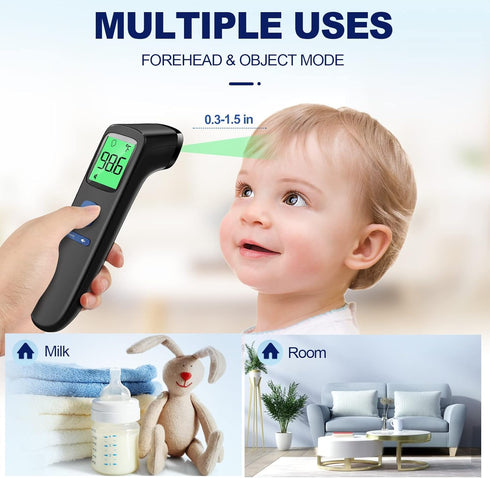 Non-Contact Thermometer for Adults and Kids, FSA Eligible, Touchless Infrared with Fever Alarm, Black
