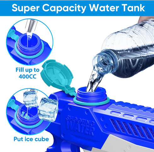 WOLKEK 4 Pack 400CC Swimming Summer Water Guns for Kids Adults, Long Range High Capacity Squirt Guns Toy, Pool Toys