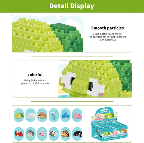 HJPLPXH Kids,12 Set, 8-16+ Small Toy Gift,Party Favors for Boxes Marine Animals Micro Mini Building Blocks Birthday