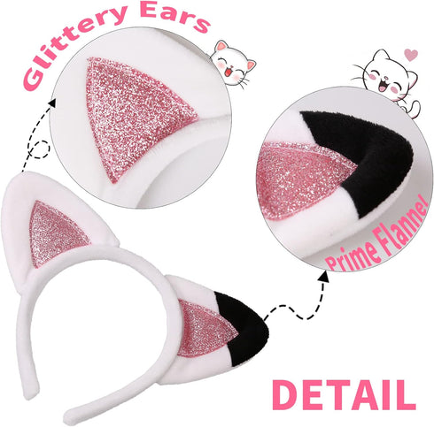 Creatoy Cat Ears Headbands for Kids Toddler Halloween Headband Glitter Hairband Accessories Birthday Party Supplies