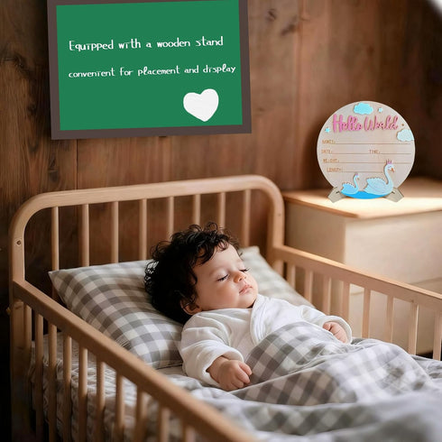 Generic 5.9inch Announcement,3D Baby Announcement Sign,Personalized Wooden Hello World Newborn Sign,Birth Name