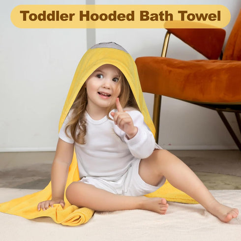 CLRBEATTY 27.5" 55" Toddler Bath Towel, Baby Hooded Towel, Ultra Absorbent Soft Shower Towel, Unisex Baby Bath Towel