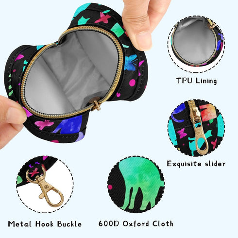 Cat Pattern Round Pacifier Storage Case with Zipper, Portable Pacifier Case for Travel, Diaper Bag & Purse, Pacifier