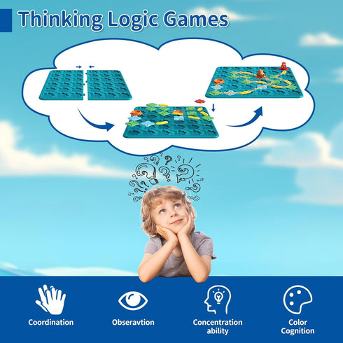 Kids Board Games Learning Toys, STEM Educational Logic Kits with 200+ Challenges, Brain Puzzles for Boys Girls Ages