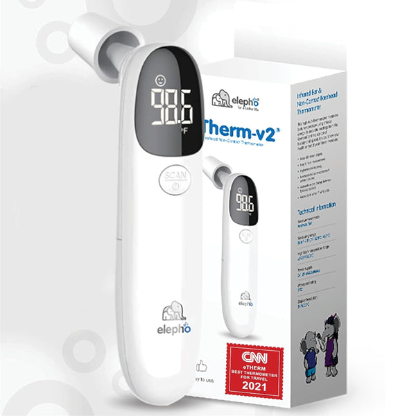 Elepho eTherm Ear & Forehead Non-Contact Thermometer, Infrared & Digital Thermometers for Adults, Kids, Babies, Slim