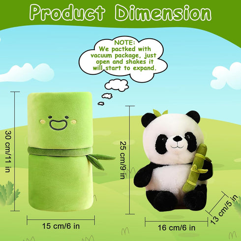 Emoin Panda Stuffed Animals 11.8 Inch Bamboo Plush Toy, Panda Pillow, Plush Panda Bear Doll Gifts for Boys Girls