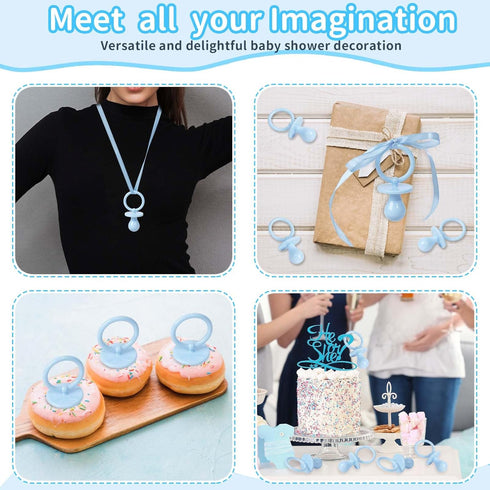 36 2.75 Plastic Pacifiers for Baby Shower Game, Baby Shower Pacifiers, Blue Pacifiers for Baby Shower Decoration DIY