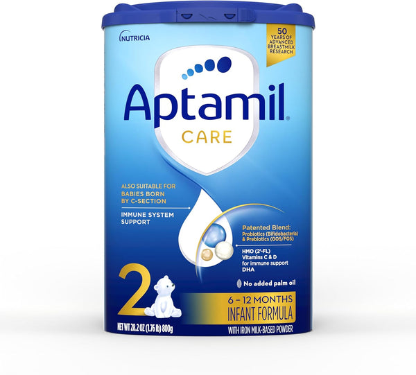 Aptamil Care Stage 2 - Milk Based Powder Infant Formula for 6+ Months, DHA & ARA, Omega 3 & 6, Prebiotics, 28.2 Ounces
