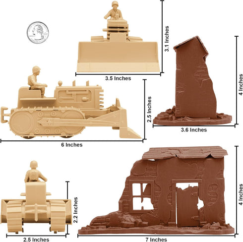 BMC Classic Army Corps of Engineers Bulldozer Building Plastic Army Men Playset
