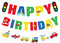 Faisichocalato Transportation Happy Birthday Banner, Car Bus Train Plane Photo Props Garland for Kids Party