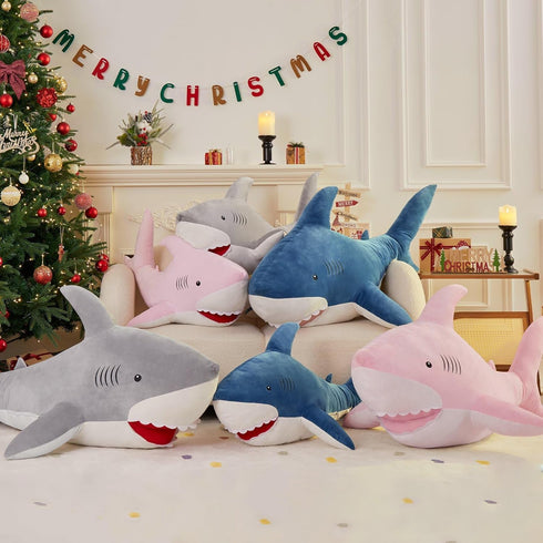 51inch MorisMos Giant Shark Stuffed Animal, Large Shark Plush Toy Pillow Gift for Kids, Girlfriend, Pink