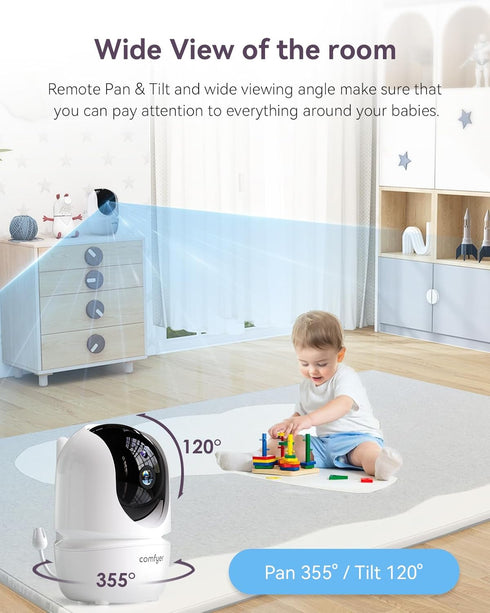 Comfyer BM01 1080p Add-on Camera Baby Monitor, Video Baby Monitor, FHD Resolution, Remote Pan Tilt Zoom, Two-Way Talk