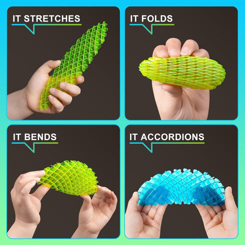 Yisryerow 3-Pack Fidget Worm Toy | Sensory Toys for Adults & Kids with Autism ADHD | Quiet Desk Fidgets | Anxiety