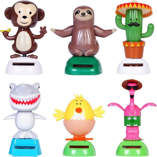 Welecom 6 Pcs Dancing Monkey Toy Solar Powered Dancing Animal Dolls Swinging Animated