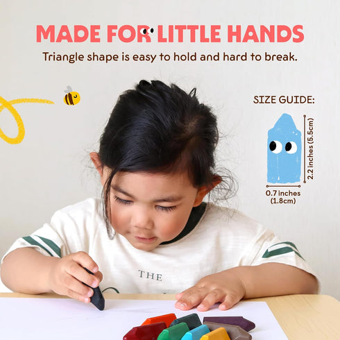 (10 Pack) 100% 1-3, 2-4, Honeysticks Triangular Crayons - Pure Beeswax, Food Grade Colors, Non Toxic Crayons for Baby