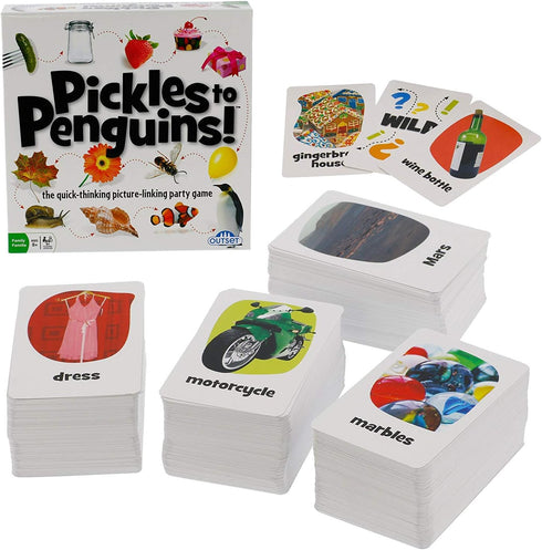 Outset 8+) Media - Pickles to Penguins Family Card Game - Quick Thinking, Crazy Picture Connection, Matching Game (Ages