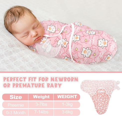 4 Pcs Preemie Baby Swaddle Preemie Swaddle Wrap Adjustable Swaddle Blanket Preemie Size Newborn Cotton Swaddle Blanket for Preemie Boys Girls Sleep (Bear) by Newwiee