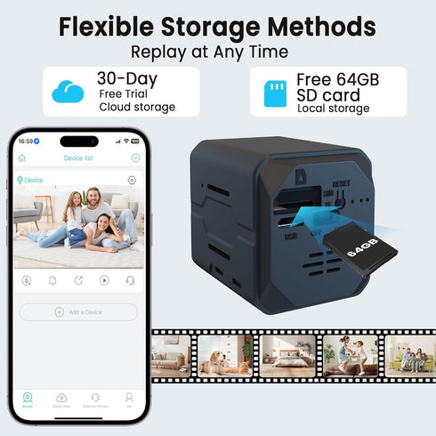 Funstorm 4K 64GB 100-Day Security Camera with SD Card, Battery Powered Security Cam, Standby, AI Human Detection, Night